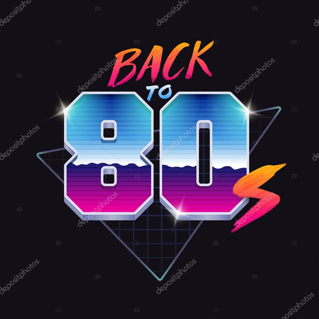 Back to 80s banner. 80's style illustration.