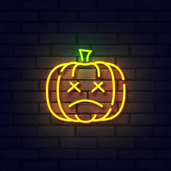 Panneau au néon citrouille, panneau lumineux, bannière lumineuse. Logo d'Halloween néon, emblème. Illustration vectorielle — Image vectorielle