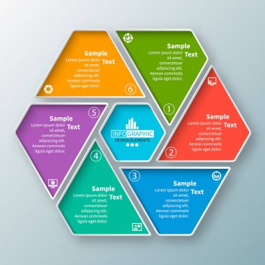soyut 3d vektör kağıt Infographic öğeleri. Altıgen infographics