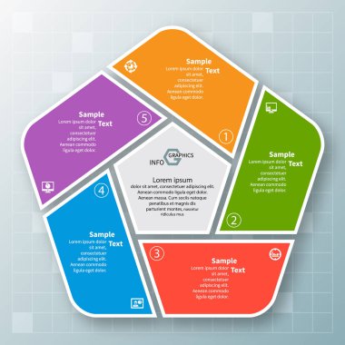 vektör soyut 3d kağıt bilgi elemanları. Dairesel bilgi grafikleri