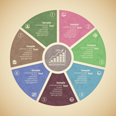 vektör soyut 3d kağıt bilgi elemanları. Dairesel bilgi grafikleri