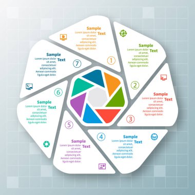 vektör soyut 3d kağıt bilgi elemanları. Dairesel bilgi grafikleri