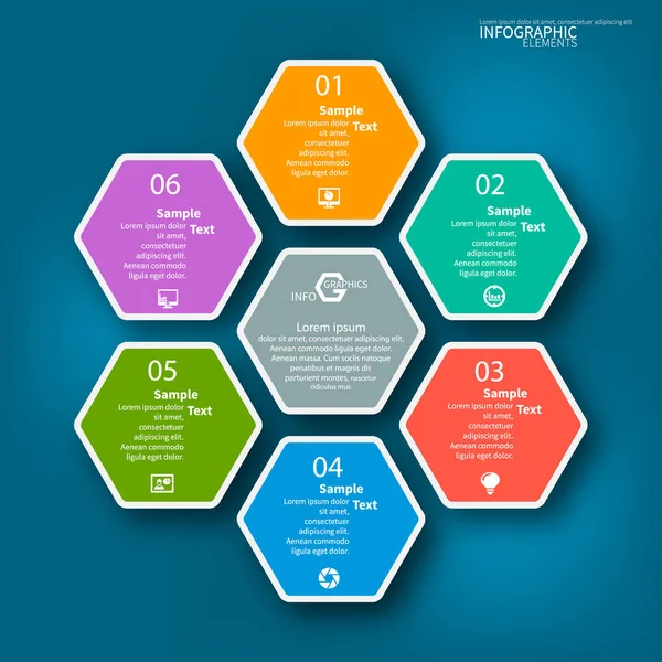 Vetor Abstrato Papel Infográfico Elements Hexagon Infographics Honeycomb Design — Vetor de Stock