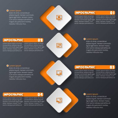 Soyut 3d vektör kağıt Infographic öğeleri. Karanlık tasarım. İş infographics