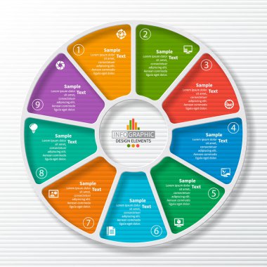 vektör soyut 3d kağıt bilgi elemanları. Dairesel bilgi grafikleri