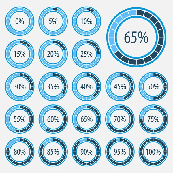 Pasta grafikleri için Infographics. Web için daire yüzde diyagramlar kümesini tasarım, 0 5 10 15 20 25 30 35 40 45 50 55 60 65 70 75 80 85 90 95 yüzde 100. İş infographics için ilerleme çubuğu