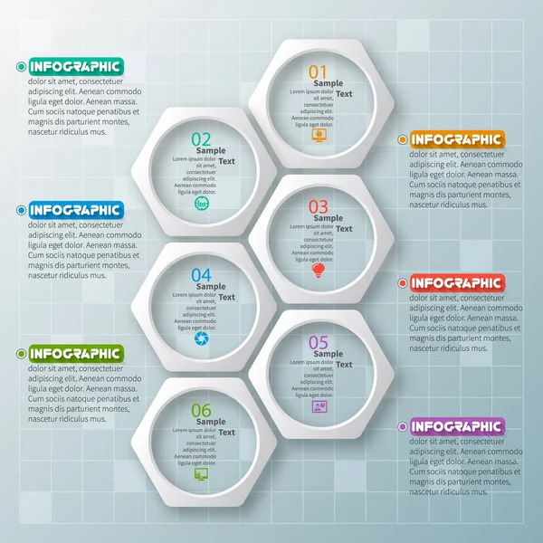 Elementi Infografici Vettoriali Astratti Carta Infografica Esagonale Design Nido Ape — Vettoriale Stock