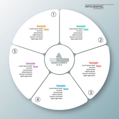 vektör soyut 3d kağıt bilgi elemanları. Dairesel bilgi grafikleri