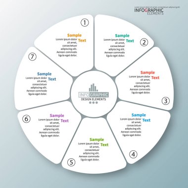 vektör soyut 3d kağıt bilgi elemanları. Dairesel bilgi grafikleri