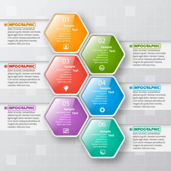 Vector Abstracto Papel Infografía Elements Hexagon Infographics Honeycomb Diseño — Vector de stock