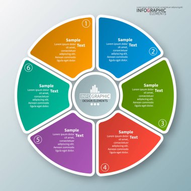 vektör soyut 3d kağıt bilgi elemanları. Dairesel bilgi grafikleri