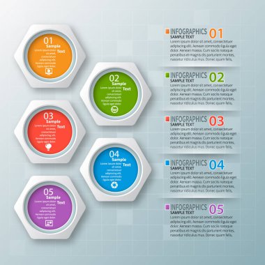 vektör soyut 3d kağıt bilgi elemanları. Hexagon bilgi grafikleri. Bal peteği tasarımı