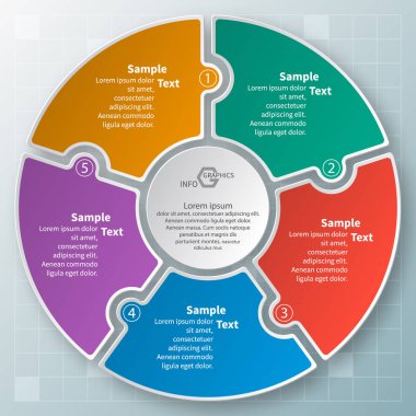 vektör soyut 3d kağıt bilgi elemanları. Dairesel bilgi grafikleri
