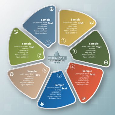 vektör soyut 3d kağıt bilgi elemanları. Dairesel bilgi grafikleri