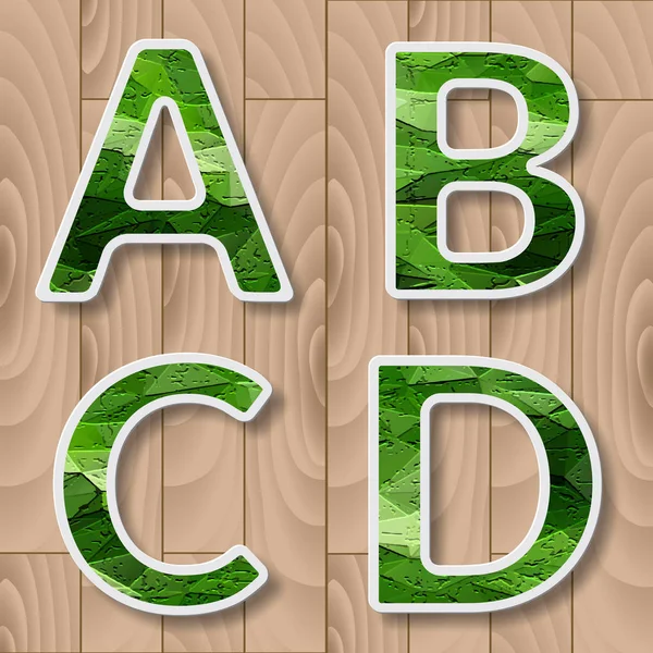 Alphabet Moderne Avec Effet Ombre Vert Fonte Leaves Sur Fond — Image vectorielle