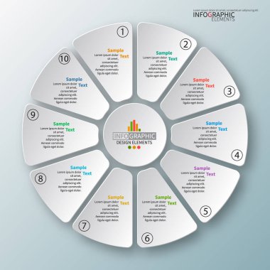 vektör soyut 3d kağıt bilgi elemanları. Dairesel bilgi grafikleri