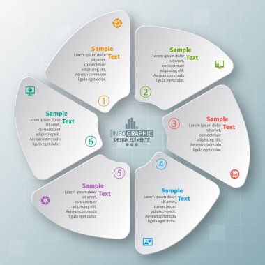 vektör soyut 3d kağıt bilgi elemanları. Dairesel bilgi grafikleri