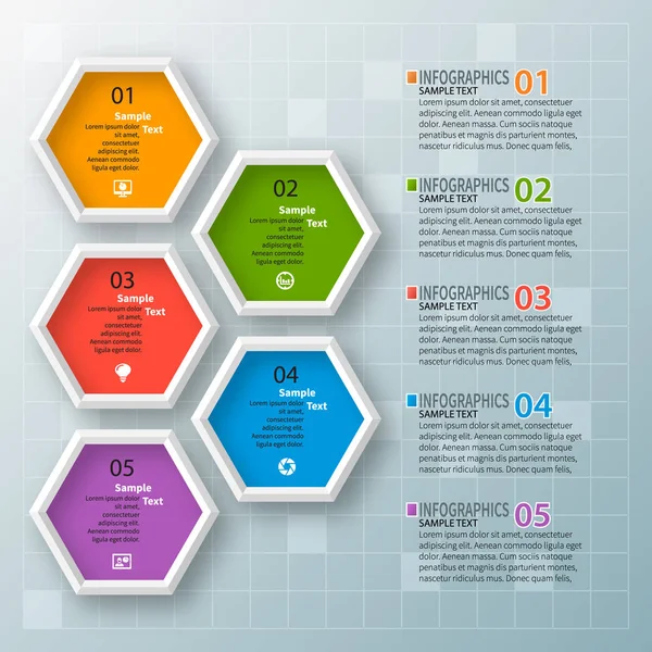 Векторная Абстракция Бумажные Инфографические Элементы Hexagon Infographics Honeycomb Дизайн — стоковый вектор