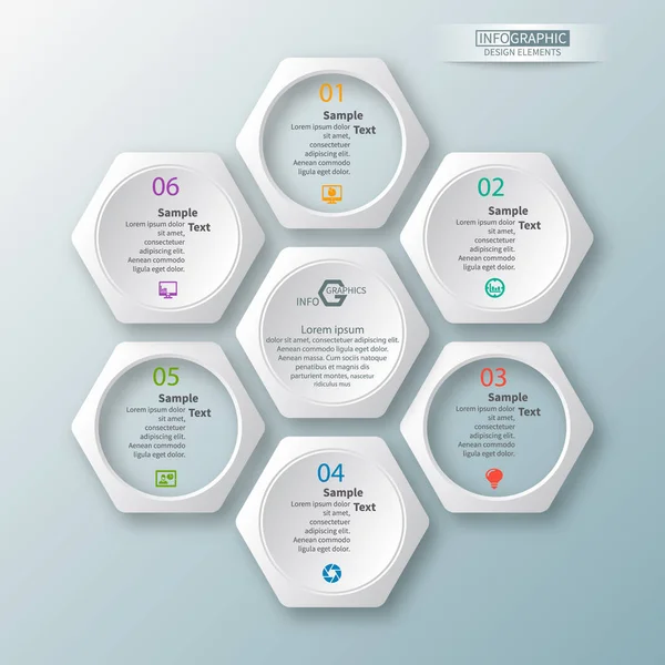 Infographic Elements Hexagon Infographics Honeycomb 디자인 — 스톡 벡터