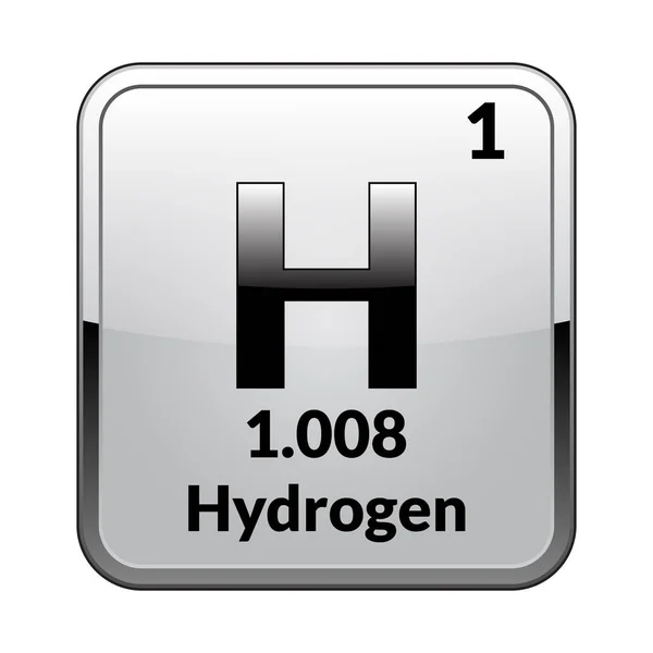 Símbolo Hidrogênio Elemento Químico Tabela Periódica Sobre Fundo Branco Brilhante — Vetor de Stock