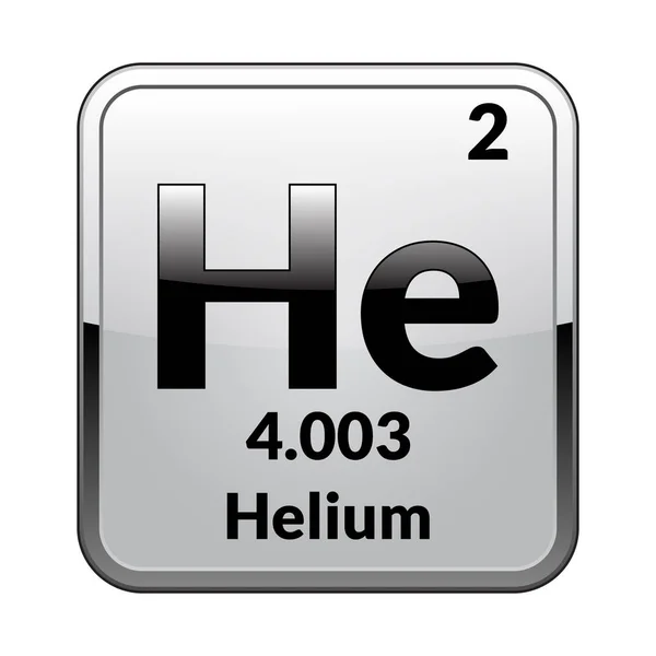 Helium Symbol Chemical Element Periodic Table Glossy White Background Silver — Stock Vector