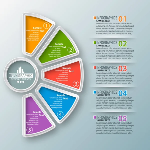 Vector Abstracto Papel Infografía Elements Circular Infografías — Vector de stock