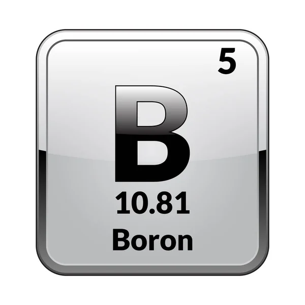 Boron Symbol Chemical Element Periodic Table Glossy White Background Silver — Stock Vector