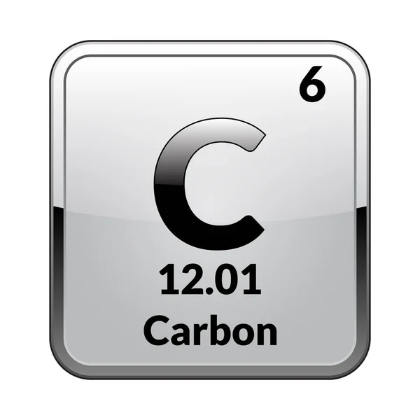Símbolo Carbono Elemento Químico Tabela Periódica Sobre Fundo Branco Brilhante — Vetor de Stock