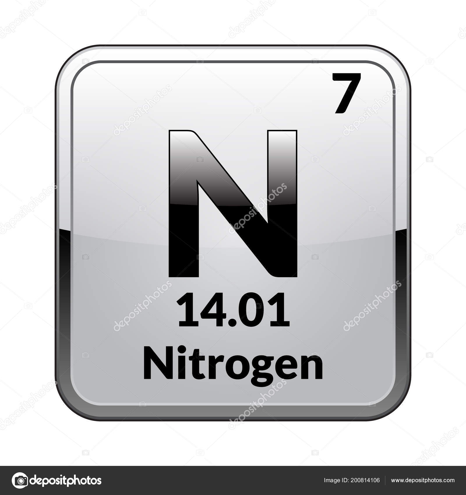 Nitrogen Symbol Chemical Element Periodic Table Glossy White ...