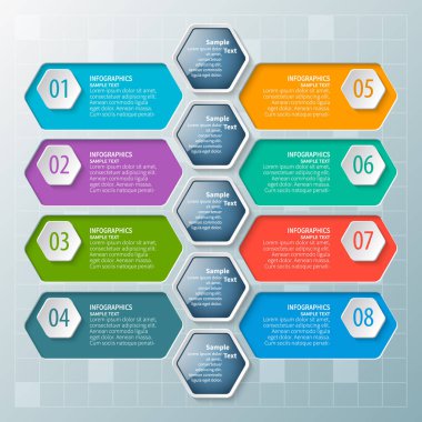 vektör soyut 3d kağıt bilgi elemanları. Hexagon bilgi grafikleri. Bal peteği tasarımı