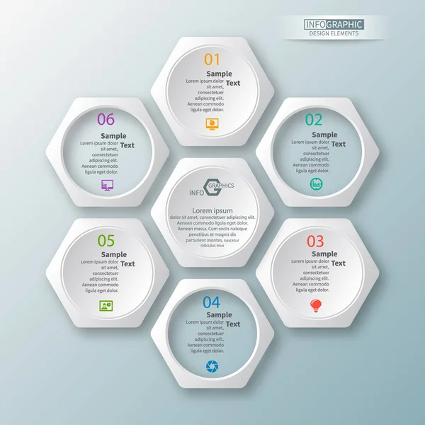 vektör soyut 3d kağıt bilgi elemanları. Hexagon bilgi grafikleri. Bal peteği tasarımı