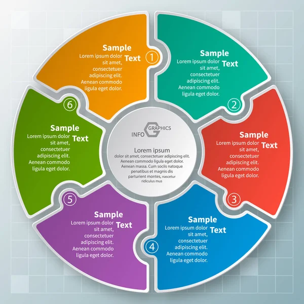 Soyut 3d vektör kağıt Infographic öğeleri. Altı seçenek. Dairesel infographics