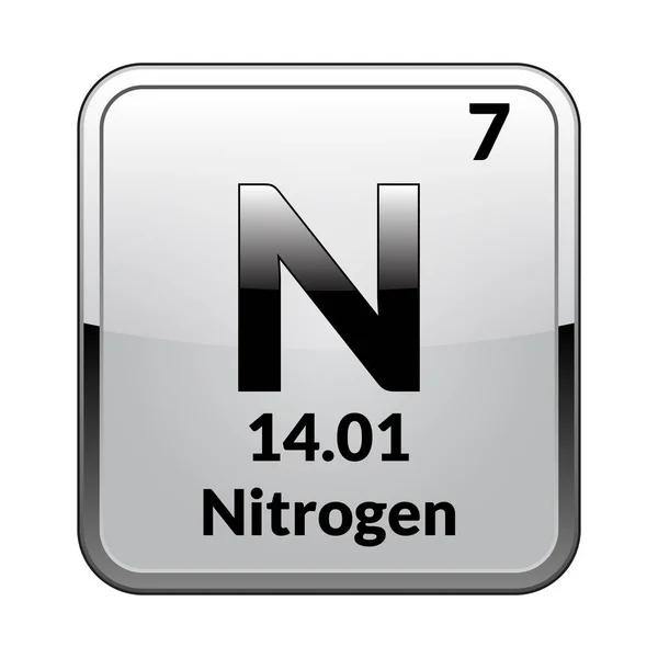 Símbolo Nitrogen Elemento Químico Tabla Periódica Sobre Fondo Blanco Brillante — Archivo Imágenes Vectoriales