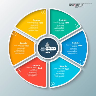 vektör soyut 3d kağıt bilgi elemanları. Dairesel bilgi grafikleri