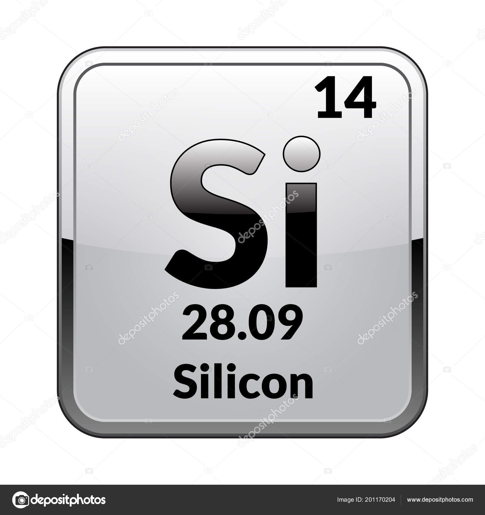 Silicon Symbol Chemical Element Periodic Table Glossy White Background Silver Stock Vector Image by #201170204