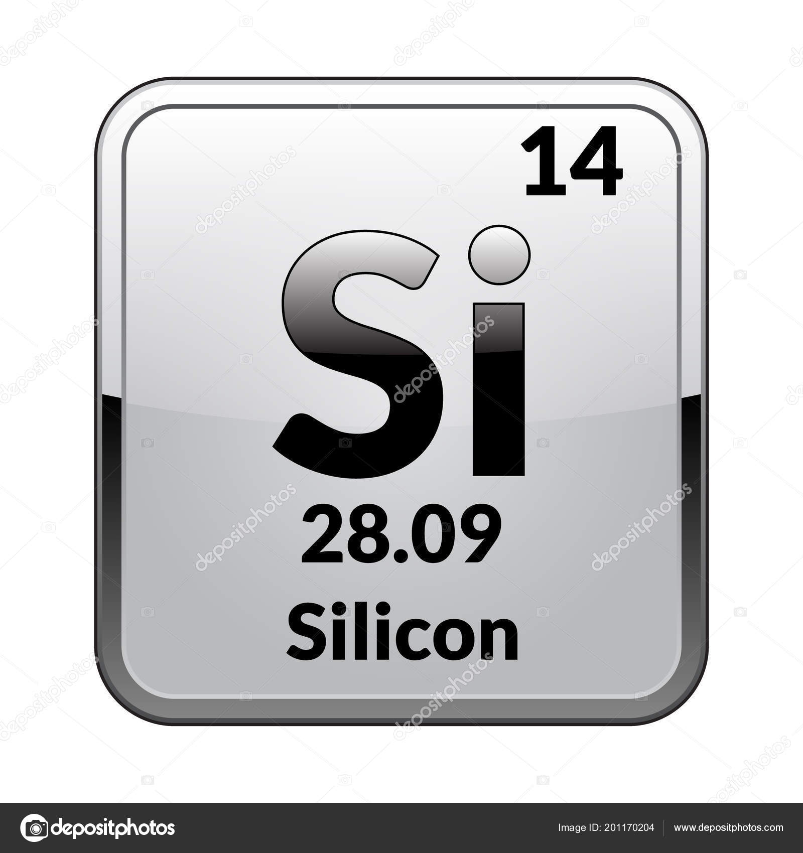 Silicon Symbol Chemical Element Periodic Table Glossy White ... Silicon Symbol Chemical Element Periodic Table Glossy White ...