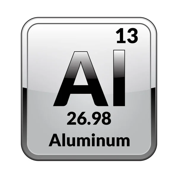 Símbolo Alumínio Elemento Químico Tabela Periódica Sobre Fundo Branco Brilhante — Vetor de Stock