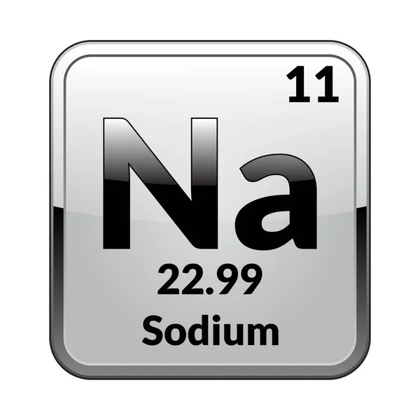 Natrium Symbol Chemisch Element Van Het Periodiek Systeem Een Glanzende — Stockvector