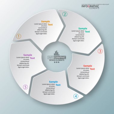 vektör soyut 3d kağıt bilgi elemanları. Dairesel bilgi grafikleri