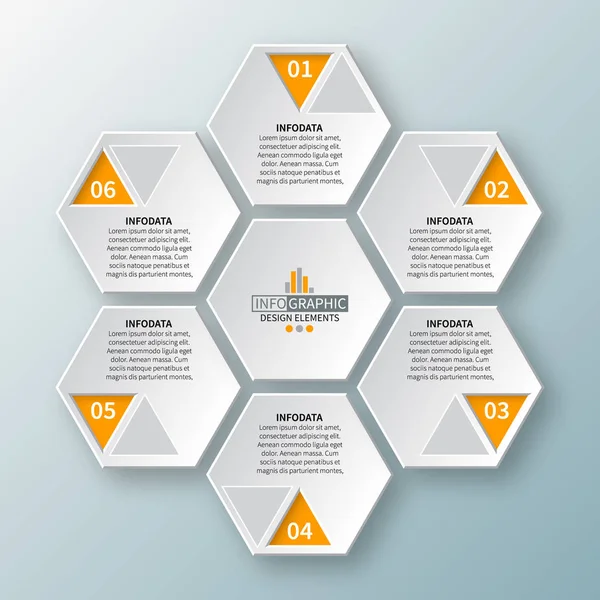 Infographic Elements Hexagon Infographics Honeycomb 디자인 — 스톡 벡터