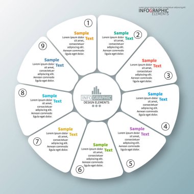 vektör soyut 3d kağıt bilgi elemanları. Dairesel bilgi grafikleri