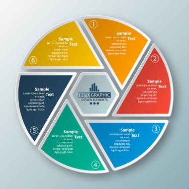 vektör soyut 3d kağıt bilgi elemanları. Dairesel bilgi grafikleri