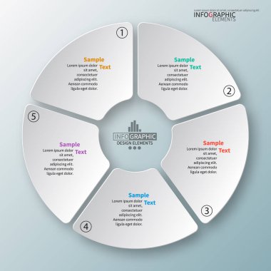 vektör soyut 3d kağıt bilgi elemanları. Dairesel bilgi grafikleri