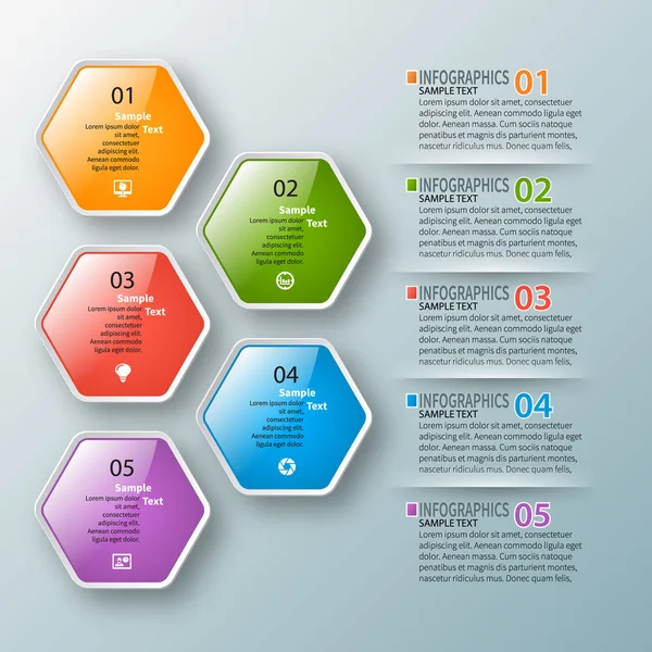 Vetor Abstrato Papel Infográfico Elements Hexagon Infographics Honeycomb Design —  Vetores de Stock