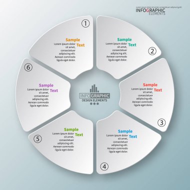 vektör soyut 3d kağıt bilgi elemanları. Dairesel bilgi grafikleri