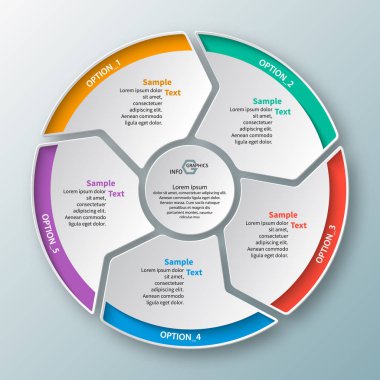 vektör soyut 3d kağıt bilgi elemanları. Dairesel bilgi grafikleri
