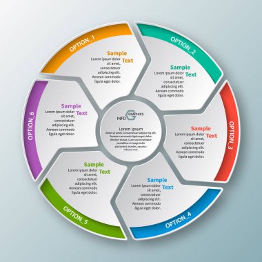 vektör soyut 3d kağıt bilgi elemanları. Dairesel bilgi grafikleri