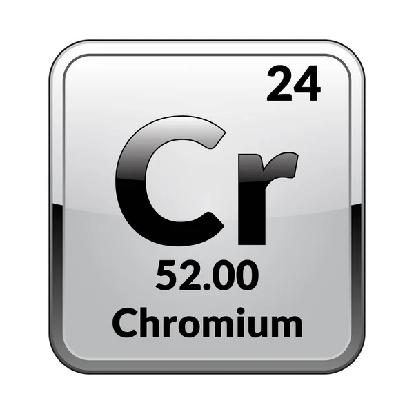 铬符号 银框架中光滑白色背景上周期表的化学元素 矢量插图 — 图库矢量图片