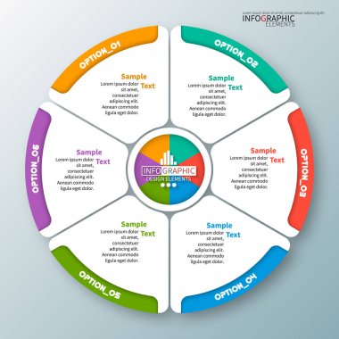 vektör soyut 3d kağıt bilgi elemanları. Dairesel bilgi grafikleri