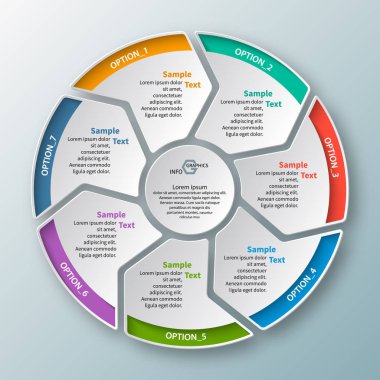 vektör soyut 3d kağıt bilgi elemanları. Dairesel bilgi grafikleri